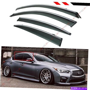 EBhEoCU[ 2014-2022CtBjeBQ50 VIPNbvIX[NeBgEBhEoCU[w/Ng FOR 2014-2022 INFINITI Q50 VIP CLIP-ON SMOKE TINTED WINDOW VISOR W/ CHROME TRIM