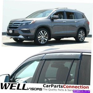 �E�B���h�E�o�C�U�[ �z���_�p�C���b�g�T�C�h�f�B�t���N�^�[�N���[���̂��߂�Wellvisors�E�B���h�E�o�C�U�[16-22 WellVisors Window Visors 16-22 For Honda Pilot Side Deflectors Chrome