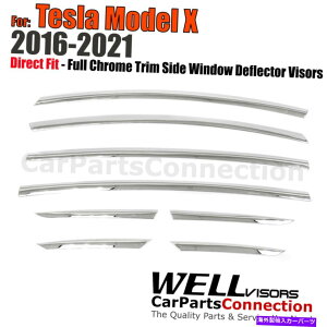 �E�B���h�E�o�C�U�[ �e�X�����f��X 2016-2021�E�B���h�E�o�C�U�[�f�t���N�^�[�K�[�h�t���N�����̃E�F���o�C�U�[ Wellvisors For Tesla Model X 2016-2021 Window Visor Deflector Guards Full Chrome