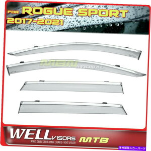 �E�B���h�E�o�C�U�[ Wellvisors Rain Sun Wind Deflector for Rogue Sport 17-21�E�B���h�E�o�C�U�[Chrome Wellvisors Rain Sun Wind Deflectors For Rogue Sport 17-21 Window Visors Chrome