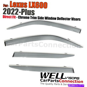 EBhEoCU[ 2022+NTXLX600EBhEoCU[CK[hftN^[Ng̃EFoCU[ Wellvisors For 2022+ Lexus LX600 Window Visor Rain Guard Deflector Chrome Trim