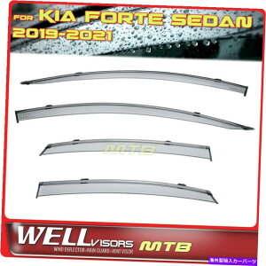 �E�B���h�E�o�C�U�[ Kia Forte Sedan��Wellvisors 19-22�E�B���h�E�o�C�U�[�u���b�N�g�����K�[�h��E�� WELLvisors For Kia Forte Sedan 19-22 Window Visors Black Trim Guard Deflectors�y���s�A���i�z