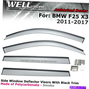 �E�B���h�E�o�C�U�[ BMW X3 11-17 F25�E�B���h�E�o�C�U�[�̃E�F���o�C�U�[�́A���C���K�[�h�u���b�N�g������r������E�B���h�E�o�C�U�[ WELLvisors For BMW X3 11-17 F25 Window Visors Deflectors Rain Guards Blac