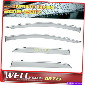 �E�B���h�E�o�C�U�[ 2016�N����2017�N��Wellvisors�E�B���h�E�o�C�U�[Infiniti QX50 Wind Deflters Chrome Trim WellVisors Window Visors For 2016-2017 Infiniti QX50 Wind Deflectors Chrome Trim