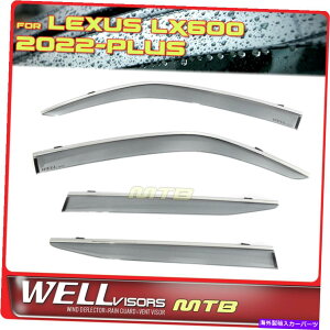 EBhEoCU[ 2022ÑNTXLX600CK[ĥ߂̃EFoCU[NgTChEBhEoCU[ WellVisors Chrome Trim Side Window Visors For 2022-Up Lexus LX600 Rain Guards