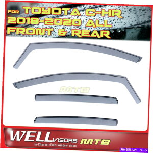 EBhEoCU[ `lEBhẼEFoCU[4PCSg^C-HR 2018-2020̃fBtN^[ WellVisors 4Pcs In Channel Window Visors Deflectors For Toyota C-HR 2018-2020