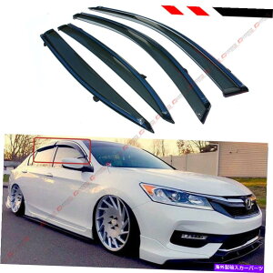 EBhEoCU[ 2013-17 9th Gen Honda Accord Clip-on Type Smoke Window Vidor W/ Chrome Trim FOR 2013-17 9TH GEN HONDA ACCORD CLIP-ON TYPE SMOKE WINDOW VISOR W/ CHROME TRIM