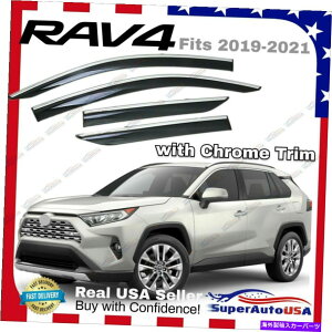EBhEoCU[ g^RAV4 2019-2021Ng~[FtEBhEoCU[CK[hxg For Toyota RAV4 2019-2021 Chrome Trim Mirror Tinted Window Visor Rain Guard Vent