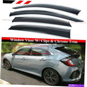 EBhEoCU[ 17-2021z_VrbN5DRnb`obNNgEBhEoCU[ftN^[W/Nbv FOR 17-2021 HONDA CIVIC 5DR HATCHBACK CHROME TRIM WINDOW VISOR DEFLECTOR W/ CLIP