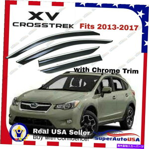 �E�B���h�E�o�C�U�[ Subaru CrossTrek XV 2013-2017 Chrome Trim Window Visor Rain Sun Guard Vent For Subaru Crosstrek XV 2013-2017 Chrome Trim Window Visor Rain Sun Guard Vent