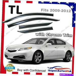 �E�B���h�E�o�C�U�[ Acura TL 2009-12 Chrome Trim Mirror Tinted Window Visor Rain Sun Guard Vent For Acura TL 2009-12 Chrome Trim Mirror Tinted Window Visor Rain Sun Guard Vent