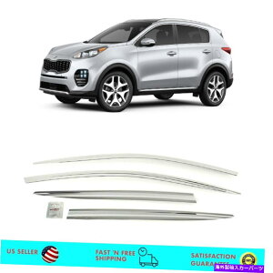 �E�B���h�E�o�C�U�[ Chrome Window Sun Vert Visor Rain Guards Kia Sportage 2017-2020��Deflectors Chrome Window Sun Vent Visor Rain Guards Deflectors for Kia Sportage 2017-2020
