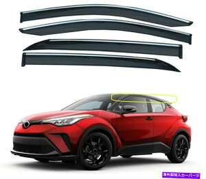 EBhEoCU[ 2018-2021g^C-HR CHR CHROME TRIM WINDOW VIRTOR RAIN GUARD DEFLECTOR For 2018-2021 Toyota C-HR CHR Chrome Trim Window Vent Visor Rain Guard Deflector
