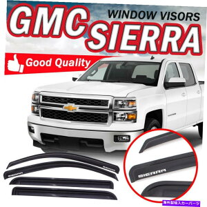 �E�B���h�E�o�C�U�[ 14-15 GMC�V�G���N���[�L���u�A�N�����X���[�N�X�����X�^�C���E�B���h�E�o�C�U�[�E�B���h�K�[�h For 14-15 GMC Sierra Crew Cab Acrylic Smoke Slim Style Window Visor Wind Guards�y���s�A���i