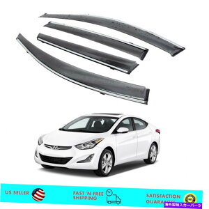 �E�B���h�E�o�C�U�[ �q�����_�C�G�����g��2011-2016�̃N�����G�b�W�t���X���[�N�E�B���h�E�o�C�U�[���C���K�[�h Smoke Window Visor Rain Guards with Chrome Edge for Hyundai Elantra 2011-2016