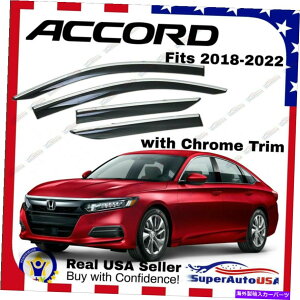EBhEoCU[ z_AR[h2018-2022NgX^CX[N_[NF̑̃oCU[ Honda Accord 2018-2022 Chrome Trim Style Smoke Dark Tinted Window Visors