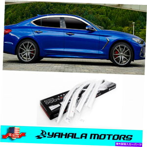 �E�B���h�E�o�C�U�[ Chrome Window Sun Virtor Rain Guards 2017-2021 Genesis G70��Deflectors Chrome Window Sun Vent Visor Rain Guards Deflectors for 2017-2021 Genesis G70