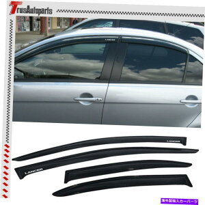 EBhEoCU[ 08-17̂߂̎OHT[Z_4DRVF[hCEBhEoCU[XX[NK[h For 08-17 Mitsubishi Lancer Sedan 4dr Shade Rain Window Visors Slim Smoke Guard