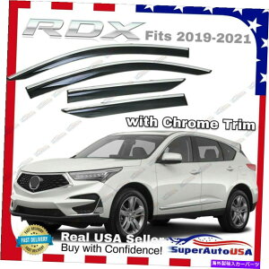 �E�B���h�E�o�C�U�[ Acura RDX 2019-21 Chrome Trim Mirror Tinted Window Visor Rain Sun Guard Vent For Acura RDX 2019-21 Chrome Trim Mirror Tinted Window Visor Rain Sun Guard Vent