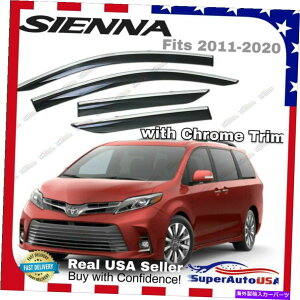 EBhEoCU[ tBbgg^VGi2011-2020NgFtEBhEoCU[CTK[hxg Fit Toyota Sienna 2011-2020 Chrome Trim Tinted Window Visor Rain Sun Guard Vent