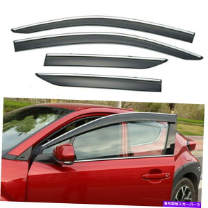 �E�B���h�E�o�C�U�[ 2018-21�g���^C-HR�N�����g�����E�B���h�E�o�C�U�[���C���K�[�h�f�t���N�^�[�X���[�N�`���g For 2018-21 Toyota C-HR Chrome Trim Window Visor Rain Guard Deflector Smoke Tint