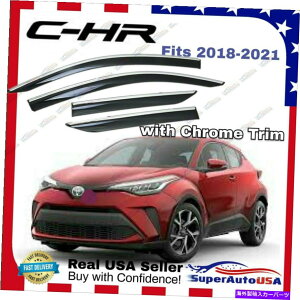 EBhEoCU[ tBbgg^CHR 2018-2021 Chrome Trim Tinted Window Visor Rain Sun Guard Vent Fit Toyota CHR 2018-2021 Chrome Trim Tinted Window Visor Rain Sun Guard Vent