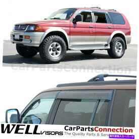 ウィンドウバイザー Wellvisors Window Viders 00-04 Mitsubishi Montero Sport Side Deflectors WellVisors Window Visors 00-04 Mitsubishi Montero Sport Side Deflectors