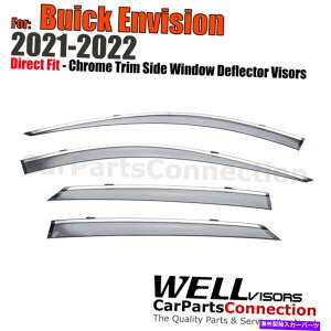 �E�B���h�E�o�C�U�[ �r���C�b�N�z���̃E�F���o�C�U�[2021-2022�E�B���h�E�o�C�U�[�f�t���N�^�[�N�����g���� Wellvisors For Buick Envision 2021-2022 Window Visor Deflector Chrome Trim