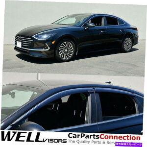 EBhEoCU[ q_C\i^Z_2020-2022EBhEoCU[ftN^[Ng̃EFoCU[ Wellvisors For Hyundai Sonata Sedan 2020-2022 Window Visor Deflector Chrome Trim