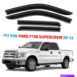 EBhEoCU[ TCoCU[09-14tH[hF-150N[LuVb^[v[t̂߂̕J̌x Sun Rain Visors Wind Rain Guards for 09-14 Ford F-150 Crew Cab SHATTERPROOF