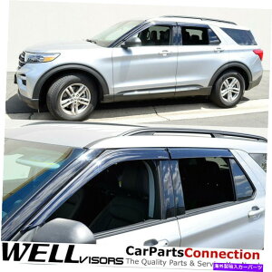 �E�B���h�E�o�C�U�[ �t�H�[�h�G�N�X�v���[���[2020-2022�E�B���h�E�o�C�U�[�K�[�h�f�t���N�^�[�u���b�N�g�����̃E�F���o�C�U�[ Wellvisors For Ford Explorer 2020-2022 Window Visor Guard Deflector Black Trim