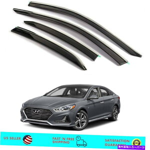 �E�B���h�E�o�C�U�[ �q�����_�C�\�i�^2015-2019�̃N�����g�����t���X���[�N�E�B���h�E�T���o�C�U�[���C���K�[�h Smoke Window Sun Visor Rain guards with Chrome Trim for Hyundai Sonata 2015-2019