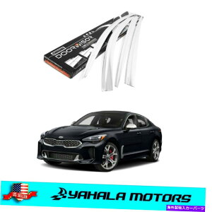 �E�B���h�E�o�C�U�[ �N�����E�B���h�E�T���o�C�U�[�x���g���C���K�[�hKia Stinger 2018-2022��Deflectors Chrome Window Sun Visor Vent Rain Guards Deflectors for KIA Stinger 2018-2022