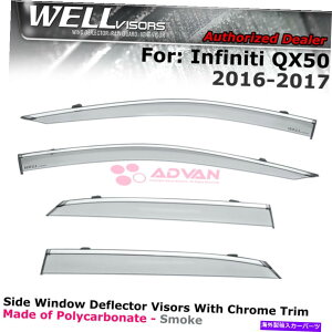 �E�B���h�E�o�C�U�[ 2016-2017��WellVisors Infiniti QX50�E�B���h�E�o�C�U�[Chrome Trim Wind Deflters WELLvisors For 2016-2017 Infiniti QX50 Window Visors Chrome Trim Wind Deflectors