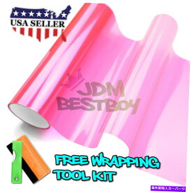 フォグライト *光沢のあるホットピンクカラーティントヘッドライトフォグライトサイドマーカービニールステッカーフィルム *Glossy Hot Pink Color Tint Headlights Fog Lights Sidemarker Vinyl Sticker Film