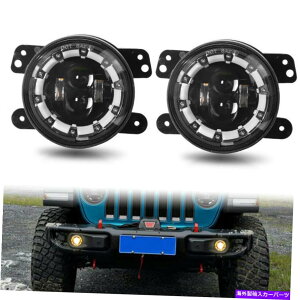 ACC 4in LEDvWFN^[tHOCgW[vO[JK JT̂߂̔FGWFACn[ 4in LED Projector Fog Light White Yellow Angel Eye Halo For Jeep Wrangler JK JT