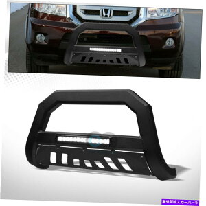 Bull Bar tBbg09-15z_pCbg}bgubNAVTA~jELEDCguo[OK[h Fits 09-15 Honda Pilot Matte Black AVT Aluminum LED Light Bull Bar Grille Guard