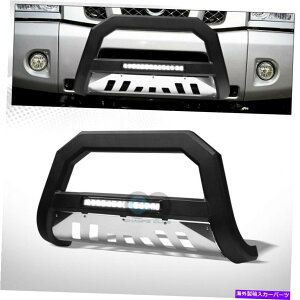 Bull Bar tBbg04-15Y^C^/A}_}bgBLK/SSXLbhAVTA~jELEDCguo[ Fits 04-15 Nissan Titan/Armada Matte Blk/SS Skid AVT Aluminum LED Light Bull Bar