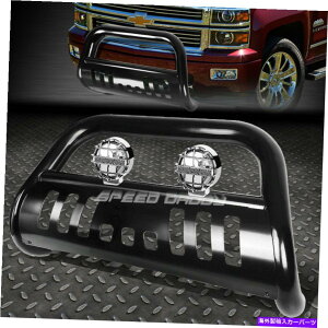 Bull Bar ubN3 "uo[OK[h+07-13Voh/VG1500̃NtHOCg BLACK 3" BULL BAR GRILLE GUARD+CHROME FOG LIGHT FOR 07-13 SILVERADO/SIERRA 1500
