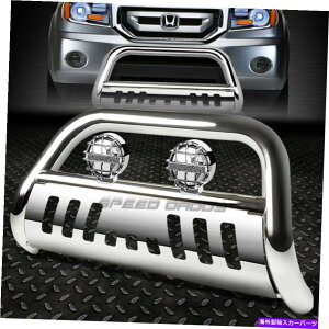 Bull Bar 03-08�z���_�p�C���b�g/06+���b�W���C���̃N�����u���o�[�O�����K�[�h+�N�����t�H�O���C�g CHROME BULL BAR GRILLE GUARD+CHROME FOG LIGHT FOR 03-08 HONDA PILOT/06+RIDGELINE�y���s�A���i�z