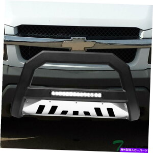 Bull Bar 99-07�V���o���[�h/�V�G��AVT�A���~�j�E��LED�u���o�[V2�}�b�g�u���b�N/�X�L�b�h�̃g�b�v���C�� Topline For 99-07 Silverado/Sierra AVT Aluminum LED Bull Bar v2-Matte Black/Skid�y���s�A���i�z