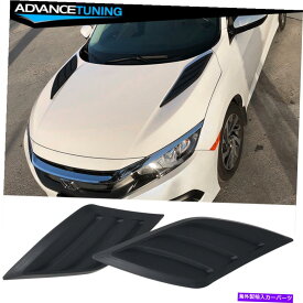 フードベントトリム 16-20第10世代X CIVIC V3スタイルエアフローベントフードスクープ未塗装ブラック Fits 16-20 10th Gen X Civic V3 Style Air Flow Vent Hood Scoop Unpainted Black