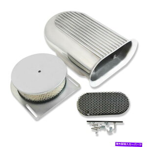 t[hxgg ꂽA~jEq{[X^CtBtt[hGAXN[vLbg - VO4 bblY Polished Aluminum Hilborn Style Finned Hood Air Scoop Kit - Single 4 BBL Carb