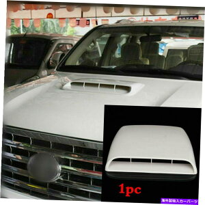 t[hxgg ؋CʋzCt[hXN[vxg{lbgJo[ՓIȃJo[ White ABS Car Air Flow Intake Hood Scoop Vent Bonnet Decorative Cover Universal