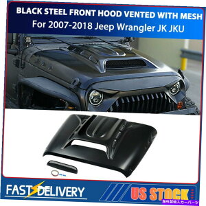 �t�[�h�x���g�g���� �W�[�v�����O���[JK JKU���r�R���T�n���X�|�[�c�̂��߂̃u���b�N�X�`�[���x���g�t�[�h2007-2018 Black Steel Vented Hood For Jeep Wrangler JK JKU Rubicon Sahara Sport 2007-2018�y���s�A���i�z