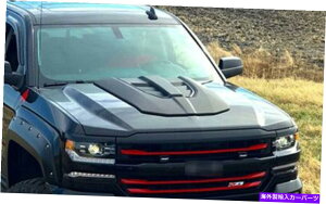 t[hxgg 16-18Vo[h1500GAfUCJX^X^Ct[hXN[vTeubNGM24A28 Fits 16-18 Silverado 1500 Air Design Custom Style Hood Scoop Satin Black GM24A28