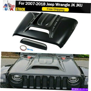 �t�[�h�x���g�g���� 2007-2018�̃u���b�N�X�`�[���x���g�t�[�h�W�[�v�����O���[JK JKU���r�R���T�n���X�|�[�c Black Steel Vented Hood for 2007-2018 Jeep Wrangler JK JKU Rubicon Sahara Sport�y���s�A���i�z