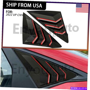 EBhE[o[ z_VrbN2022N̂߂̃OXubNbhxgEBhEXN[v[o[Jo[g For Honda Civic 11th 2022 UP Gloss Black Red Vent Window Scoop Louver Cover Trim