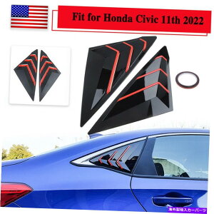 EBhE[o[ OXubNbhAEBhE[o[V??b^[Jo[Jo[z_VrbN2022 11th̃g Gloss Black Red Rear Window Louver Shutter Cover Trim For Honda Civic 2022 11th