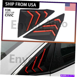 EBhE[o[ z_VrbN11th 22}bgubNbhTChxgEBhEXN[v[o[Jo[g For Honda Civic 11th 22 Matte Black Red Side Vent Window Scoop Louver Cover Trim